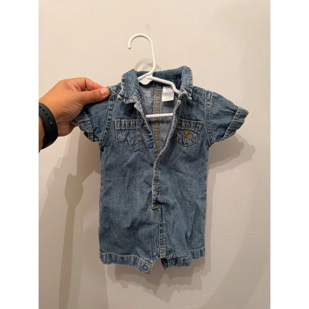 OshKosh B'gosh Denim Romper One Piece Classic Blue 3 Months